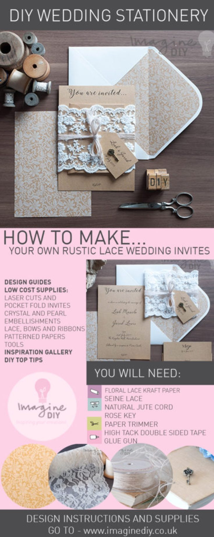 DIY Lace Wedding Invitations
 How to Make Rustic Kraft and Lace Wedding Invitations