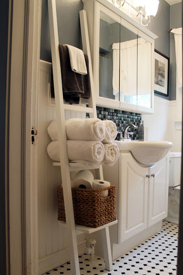 DIY Ladder Towel Rack
 DIY Towel Racks For a Chic Bathroom Update