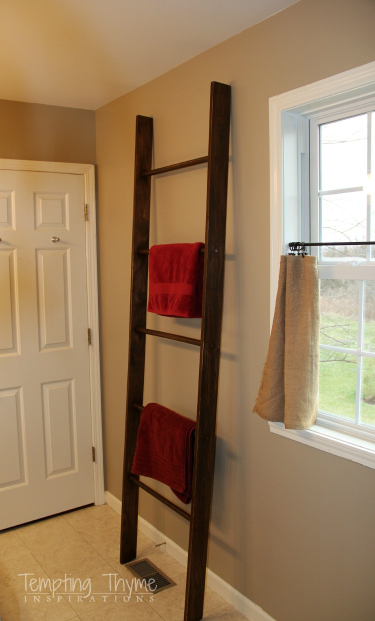 DIY Ladder Towel Rack
 DIY Wooden Ladder for bathroom towels