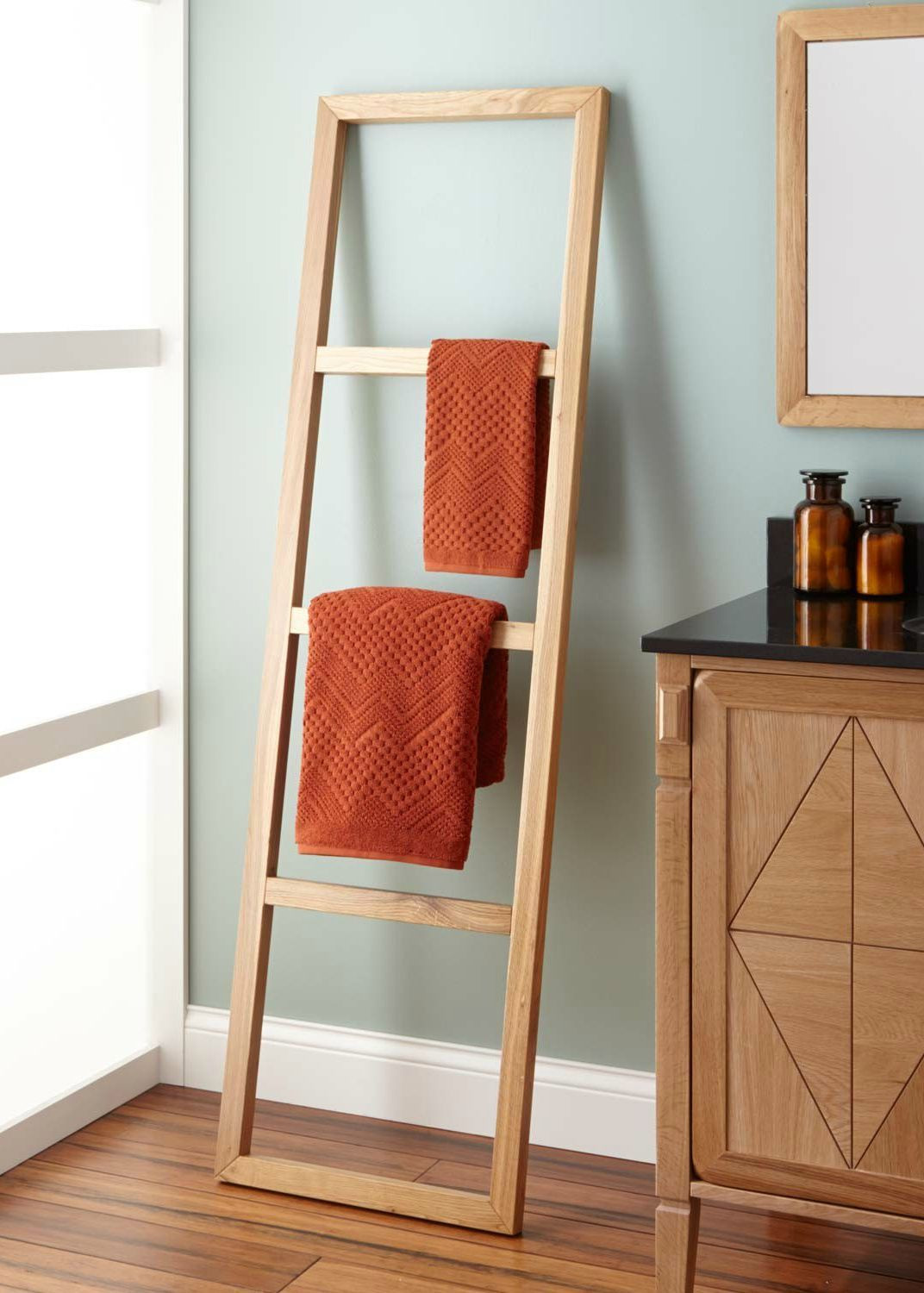 DIY Ladder Towel Rack
 Stokes Teak Ladder Towel Rack Earthy