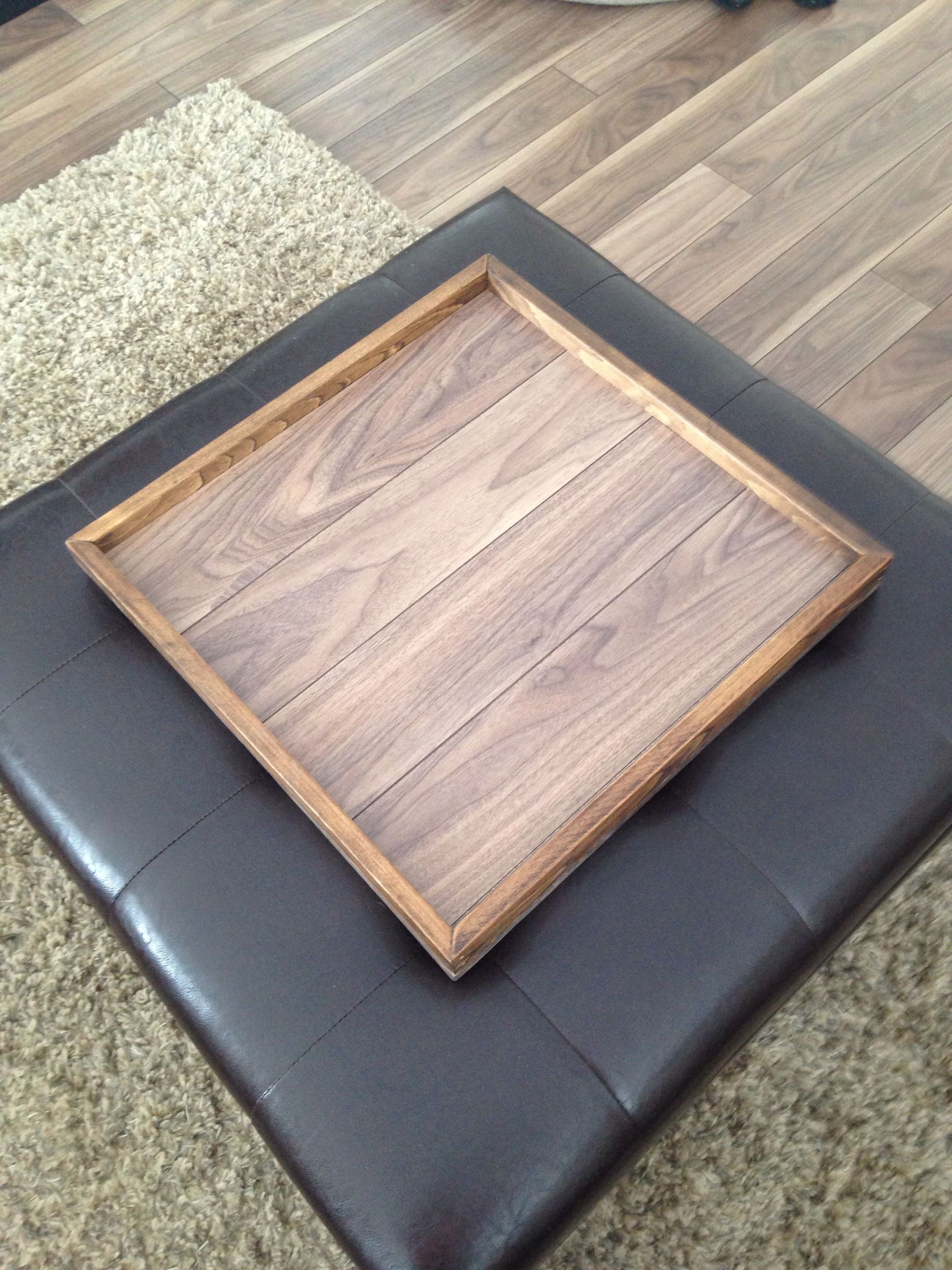 DIY Laminated Wooden Flooring
 Ottoman tray made from left over laminate floor