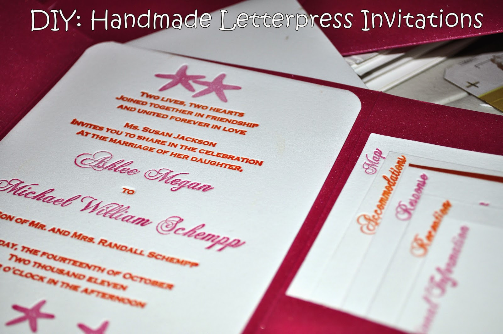 Diy Letterpress Wedding Invitations
 The Glitter Mouse DIY Handmade Letterpress Wedding