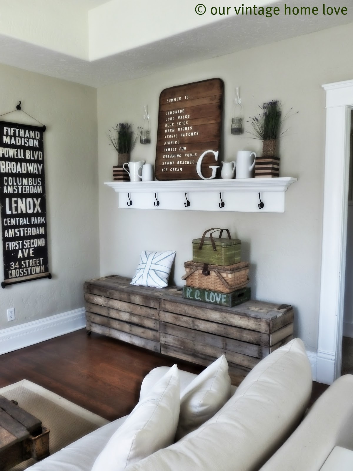 Diy Living Room Wall Decor
 vintage home love Spring Summer Mantel Ledge
