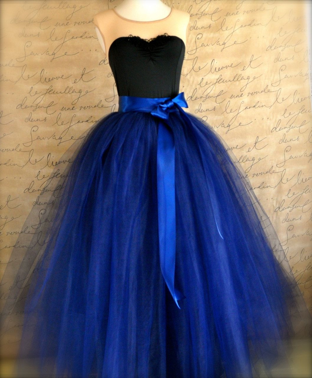 DIY Long Tulle Skirt For Adults
 Navy or royal blue tulle skirt tutu for by