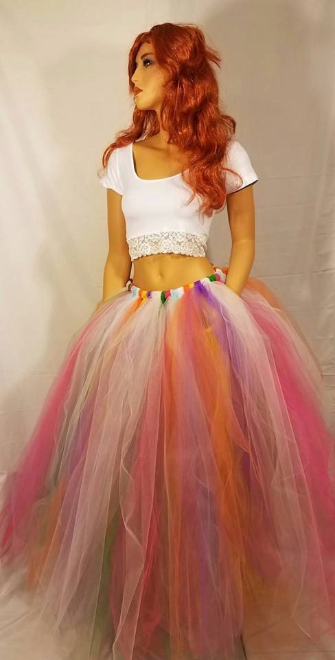 DIY Long Tulle Skirt For Adults
 Adult Long Rainbow Tutu Skirt in 2020