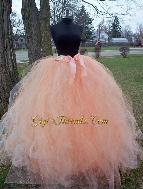 DIY Long Tulle Skirt For Adults
 Blush Sherbet Adult Long Tutu Wedding Tutu Tulle Skirt