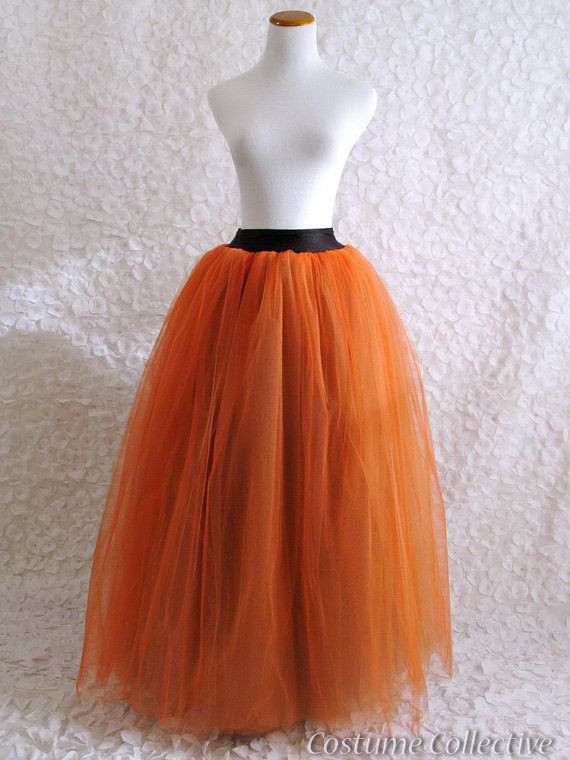 DIY Long Tulle Skirt For Adults
 Long Orange Tulle Skirt Adult Tutu by