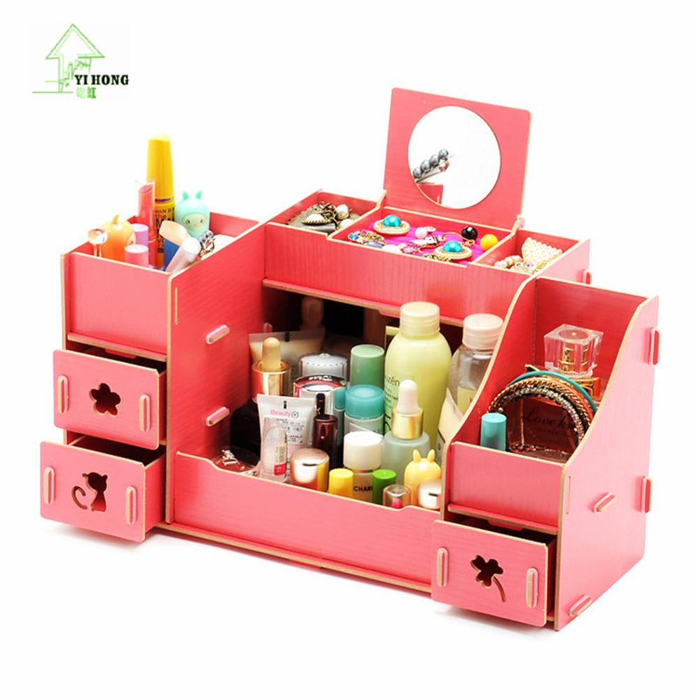 DIY Makeup Organizer Box
 YIHONG Creative Diy Wooden Cosmetic Storage box Multi