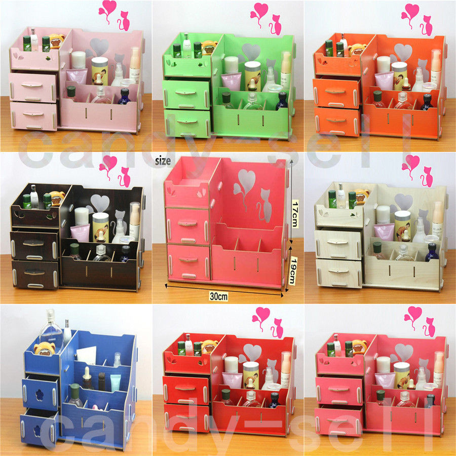 DIY Makeup Organizer Box
 New Wooden Storage Box Cosmetics Multifunctional DIY
