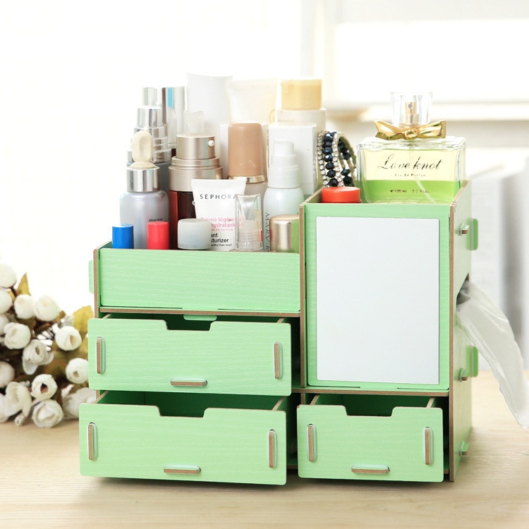 DIY Makeup Organizer Box
 New DIY Wood Makeup Organizer with Mirror Tissue Box 26 16