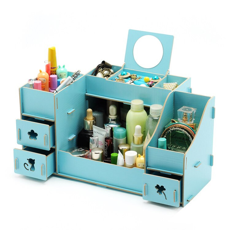 DIY Makeup Organizer Box
 DIY wood Cosmetic Organizer 4 Drawers Makeup Case Storage