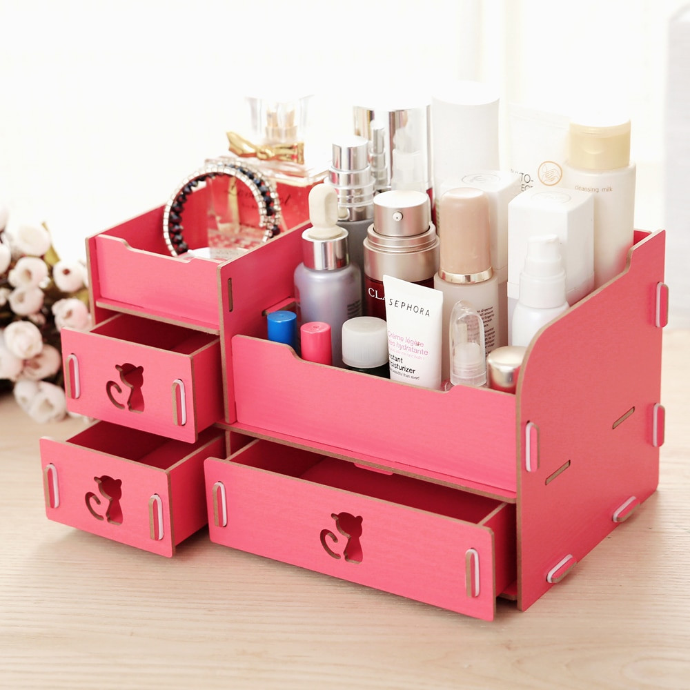 DIY Makeup Organizer Box
 DIY wood Cosmetic Organizer Clear Makeup Jewelry Cosmetic