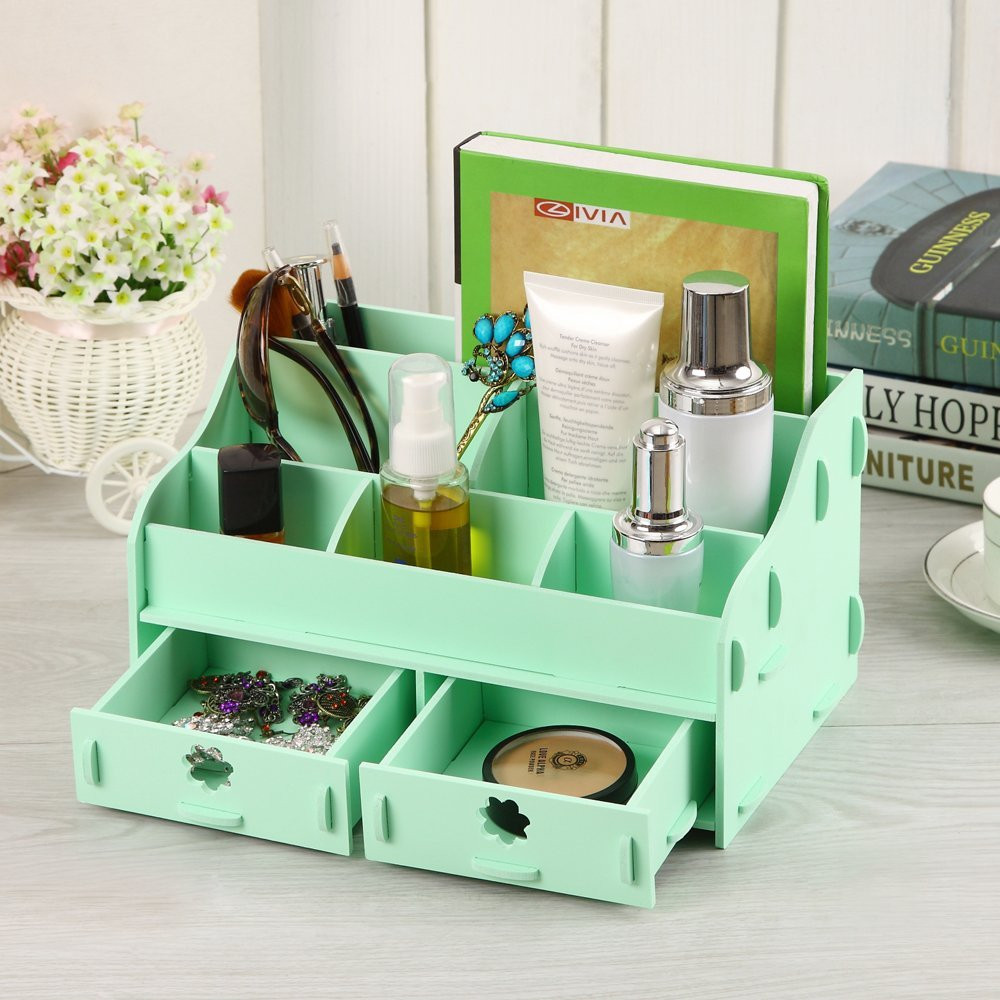 DIY Makeup Organizer Box
 Cozy Colors Wooden Desk Cosmetic Makeup Organizer DIY Wood