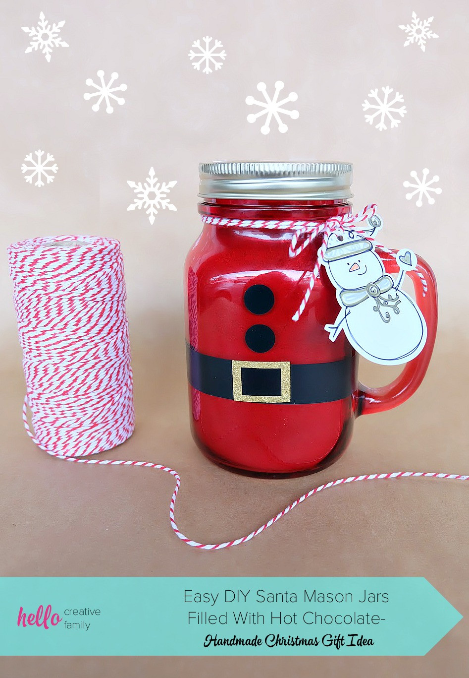 DIY Mason Jar Christmas Gifts
 Easy DIY Santa Mason Jars Filled With Hot Chocolate