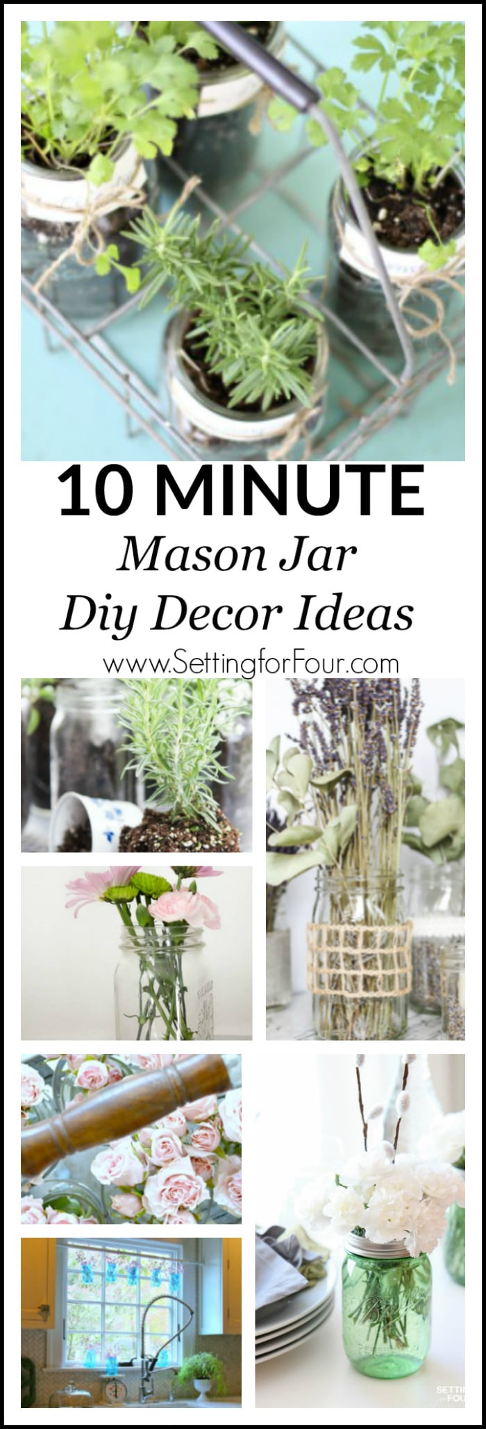 DIY Mason Jar Decor Ideas
 Quick and Easy Mason Jar Centerpieces Setting for Four
