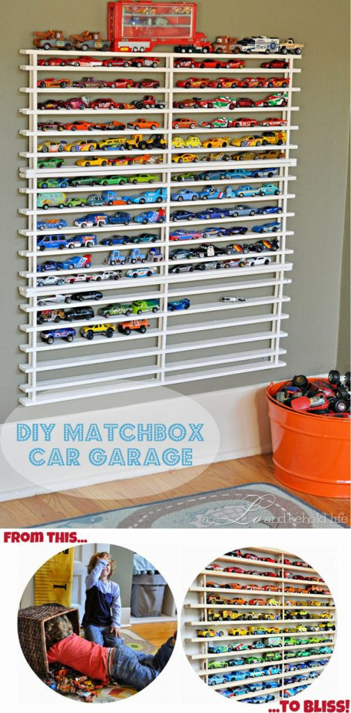 DIY Matchbox Car Garage
 Toy Organization Ideas