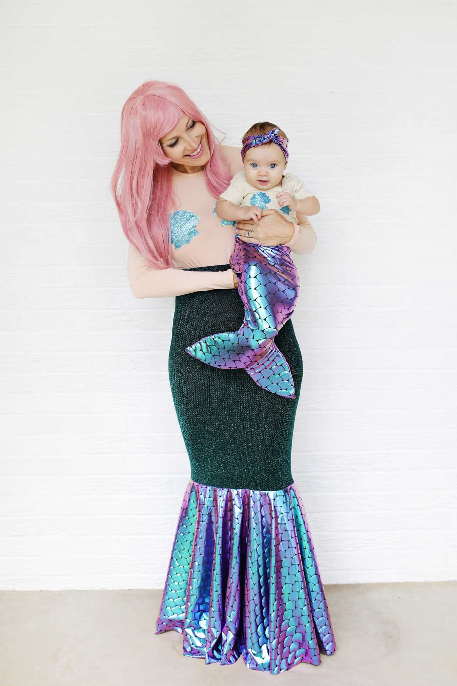 DIY Mermaid Halloween Costumes
 Mother Daughter Mermaid Costume DIY A Beautiful Mess