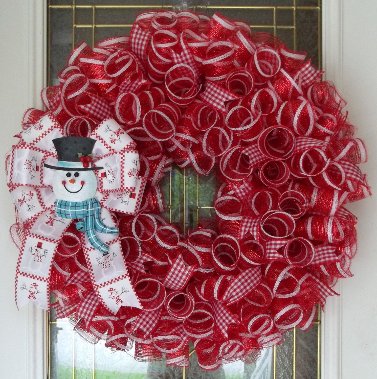 DIY Mesh Christmas Wreath
 Snowman Mesh Wreath Christmas Wreath Winter by