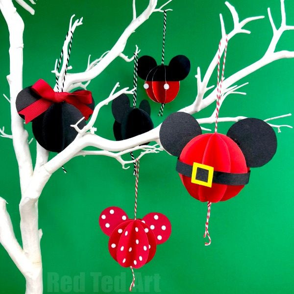 DIY Mickey Mouse Christmas Ornaments
 Paper Mickey Mouse Ornaments DIY Red Ted Art Make