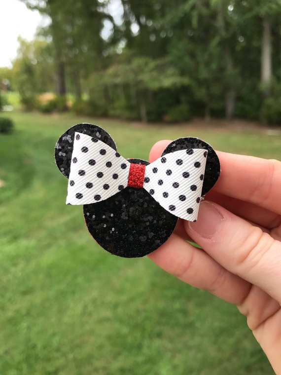 DIY Minnie Mouse Hair Bow
 Minnie Mouse hair clip minnie clip Minnie Mouse