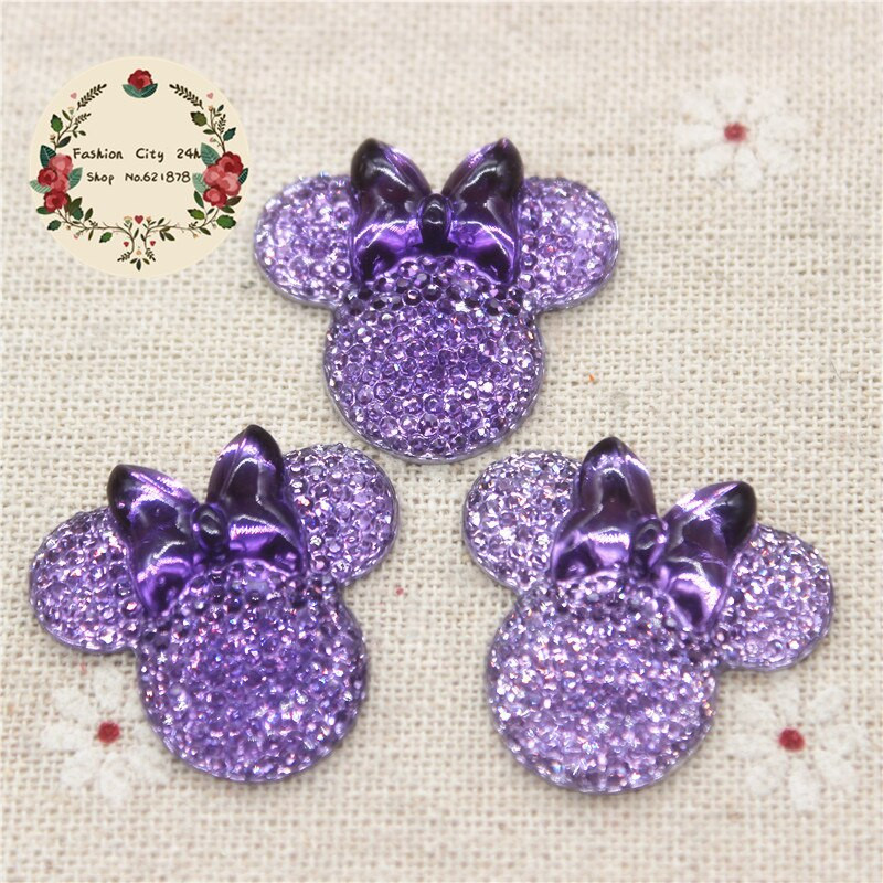 DIY Minnie Mouse Hair Bow
 100pcs Cute Light Purple Resin Bling Minnie Mouse Flatback