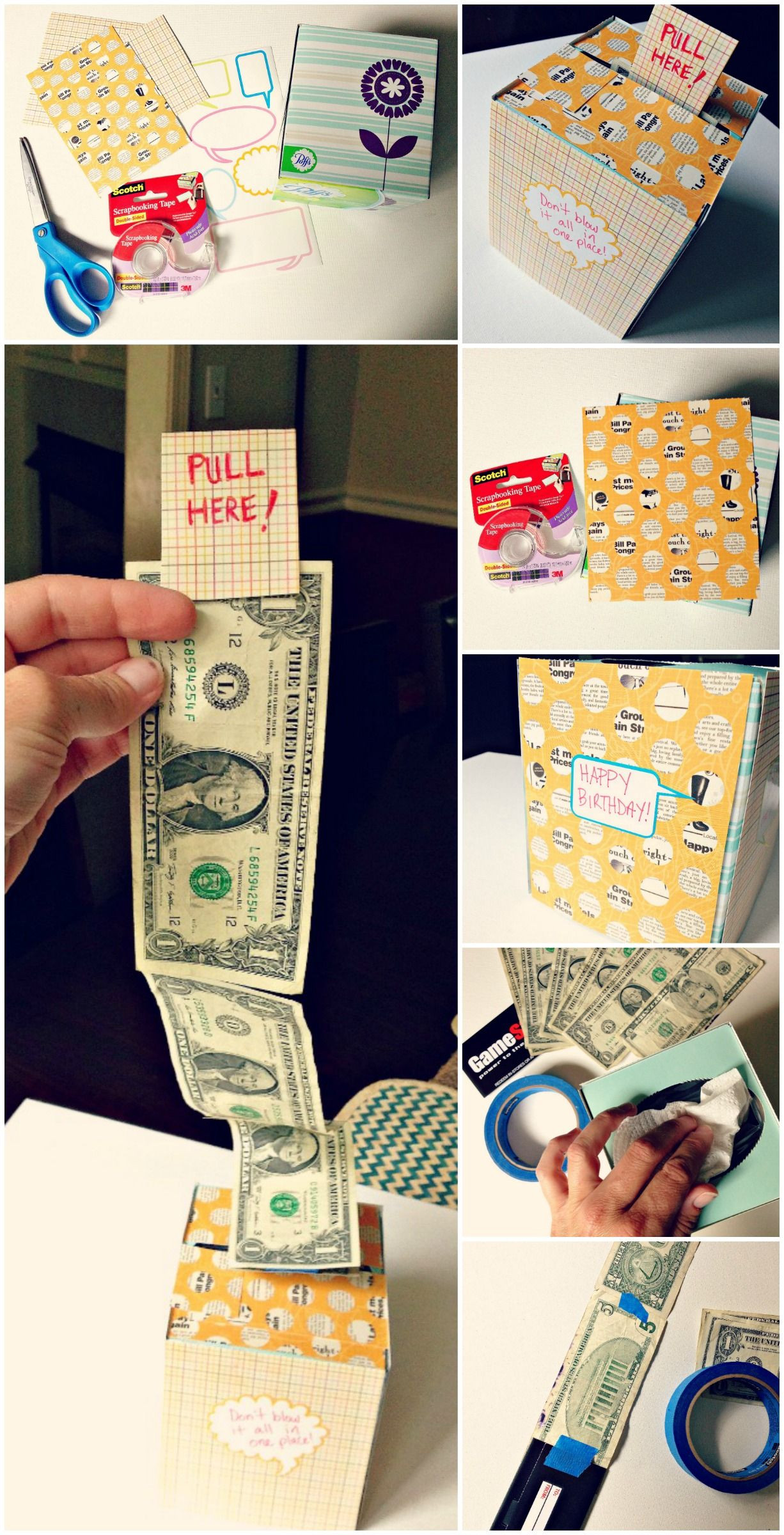 DIY Money Gifts
 DIY Creative Way To Give A Cash Gift Using A Kleenex Box