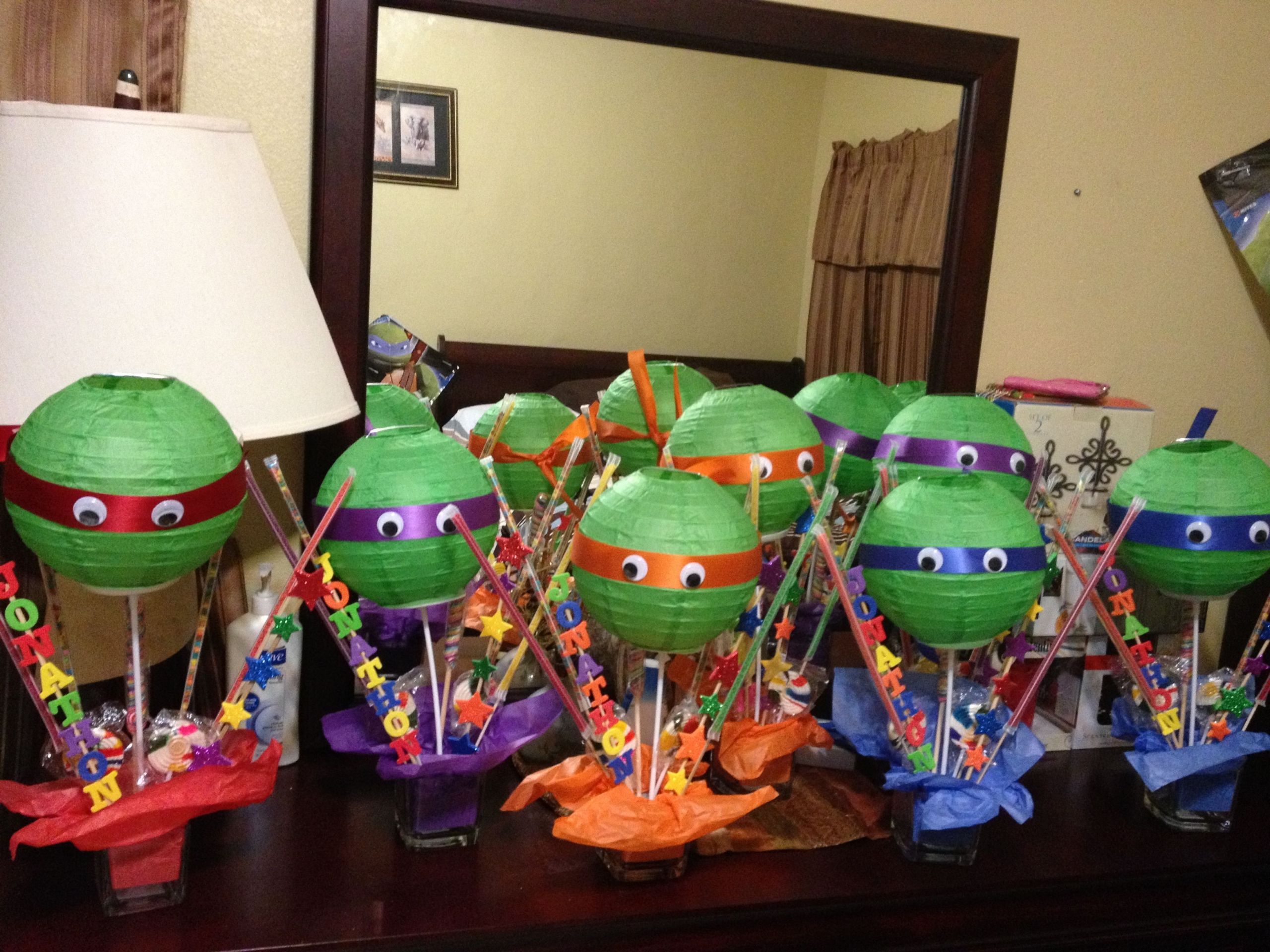 DIY Ninja Turtle Decorations
 DIY centerpieces for Ninja Turtle Party