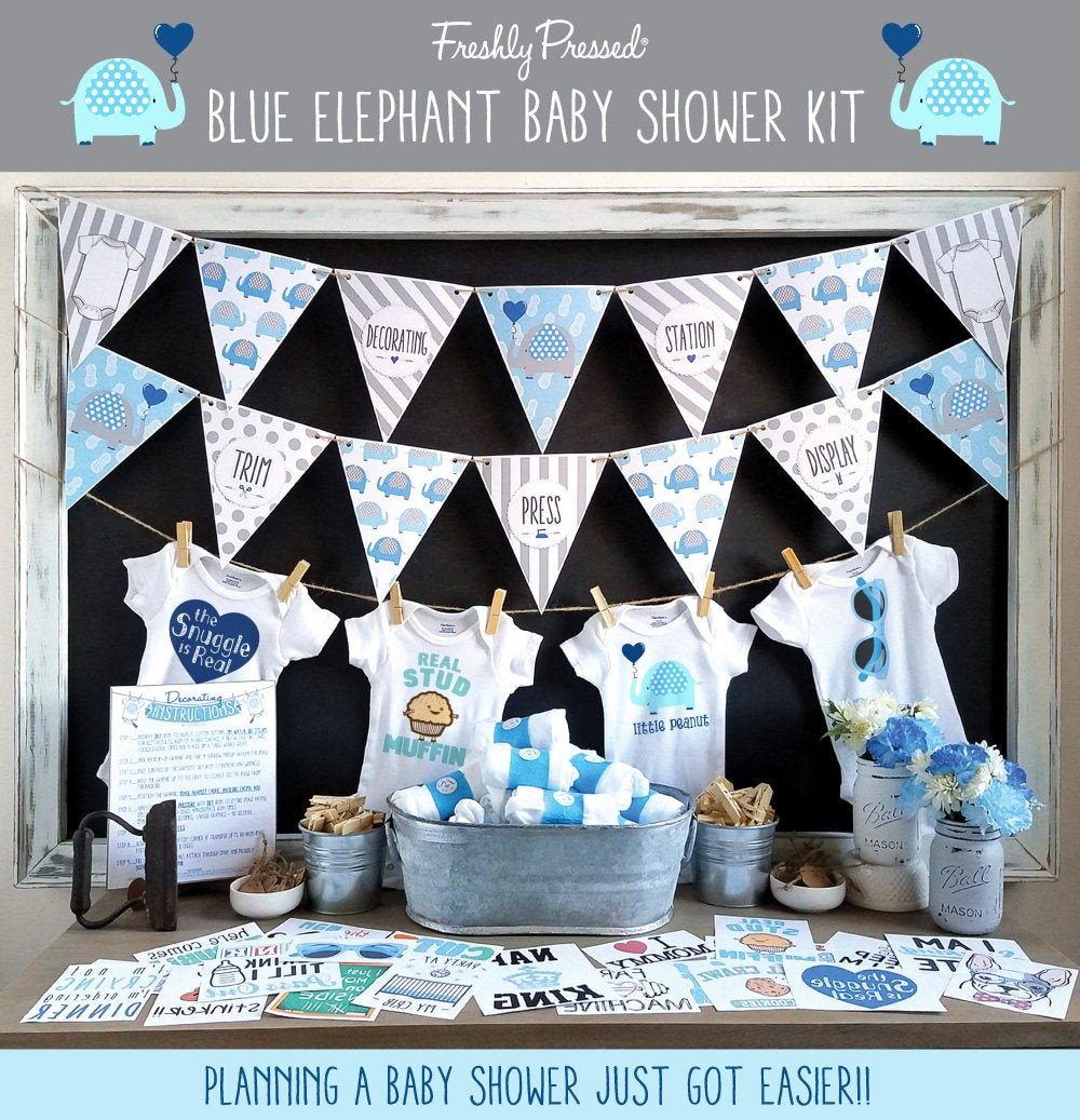 DIY Onesie Baby Shower
 Blue Elephant esie Decorating Kit Baby Shower Games