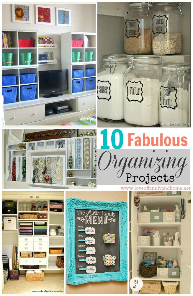 DIY Organizing Projects
 10 Fabulous Organizing Projects Linky Party Features