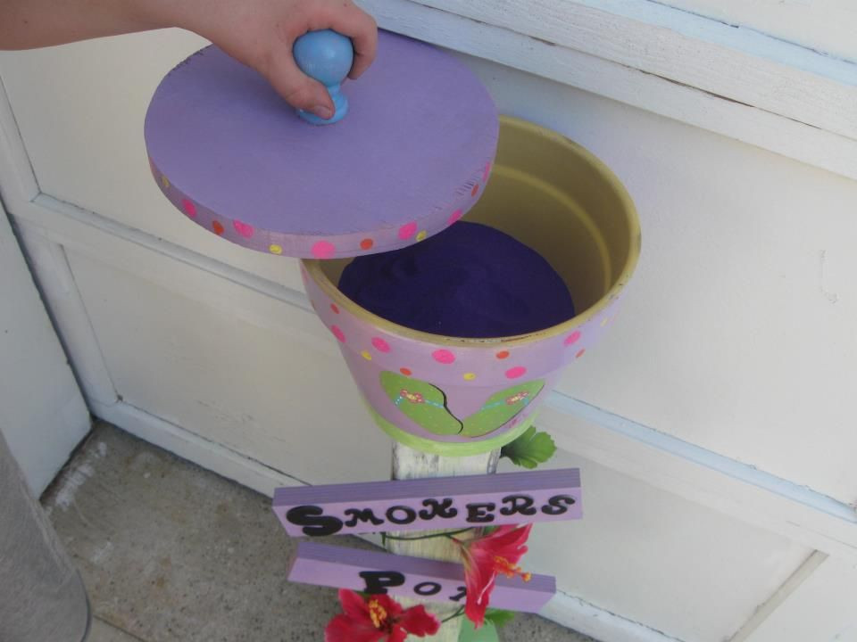DIY Outdoor Ashtray Ideas
 smokers pot hand painted outdoor ash tray painted By Jodi