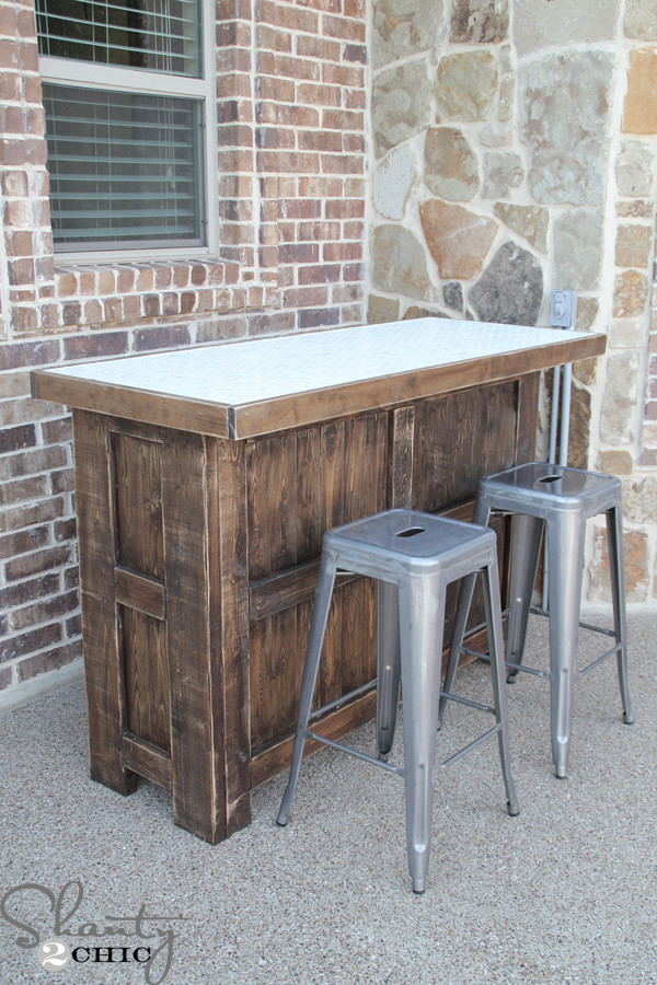 DIY Outdoor Bar
 DIY Tiled Bar Free Plans and a Giveaway Shanty 2 Chic
