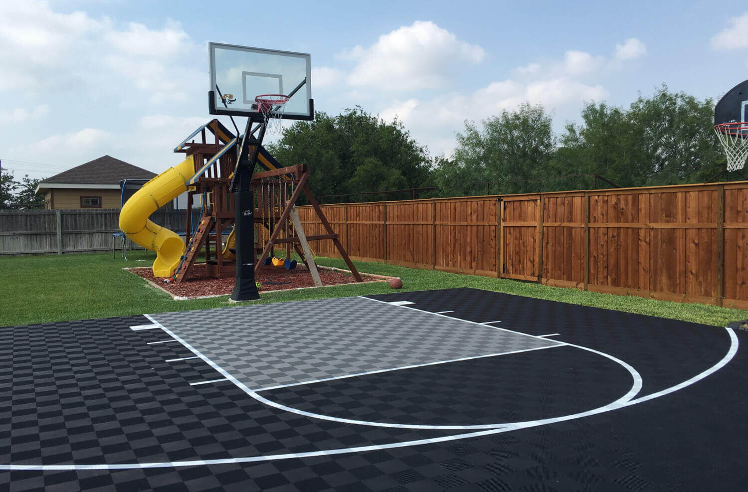 DIY Outdoor Basketball Court
 Backyard Basketball Court Flooring ModuTile Outdoor