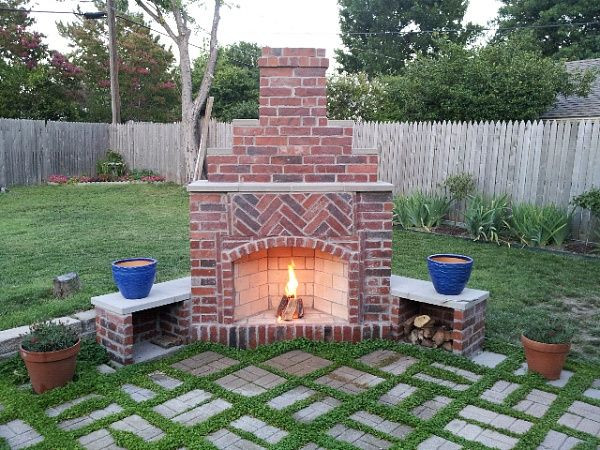 DIY Outdoor Brick Fireplace
 outdoor fireplace With images