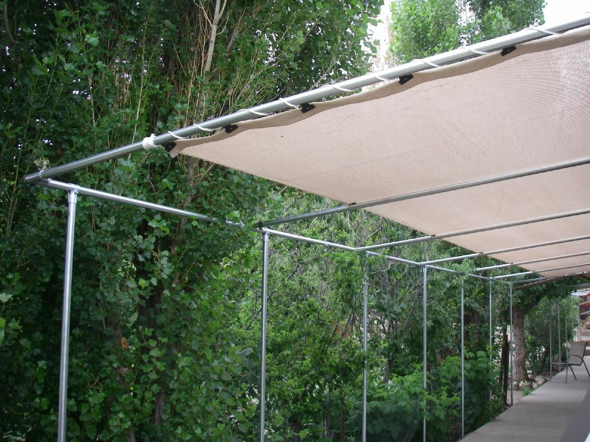 DIY Outdoor Canopy Frame
 Shade cloth is the answer to all of your excess solar heat