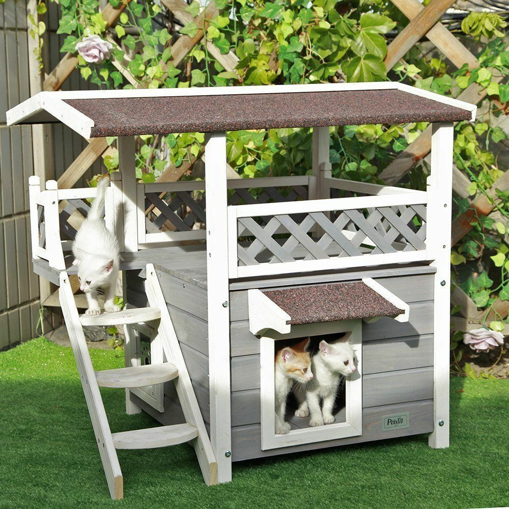 DIY Outdoor Cat House
 Outdoor Cat House Dog Pet Waterproof Solid Wood Shelter