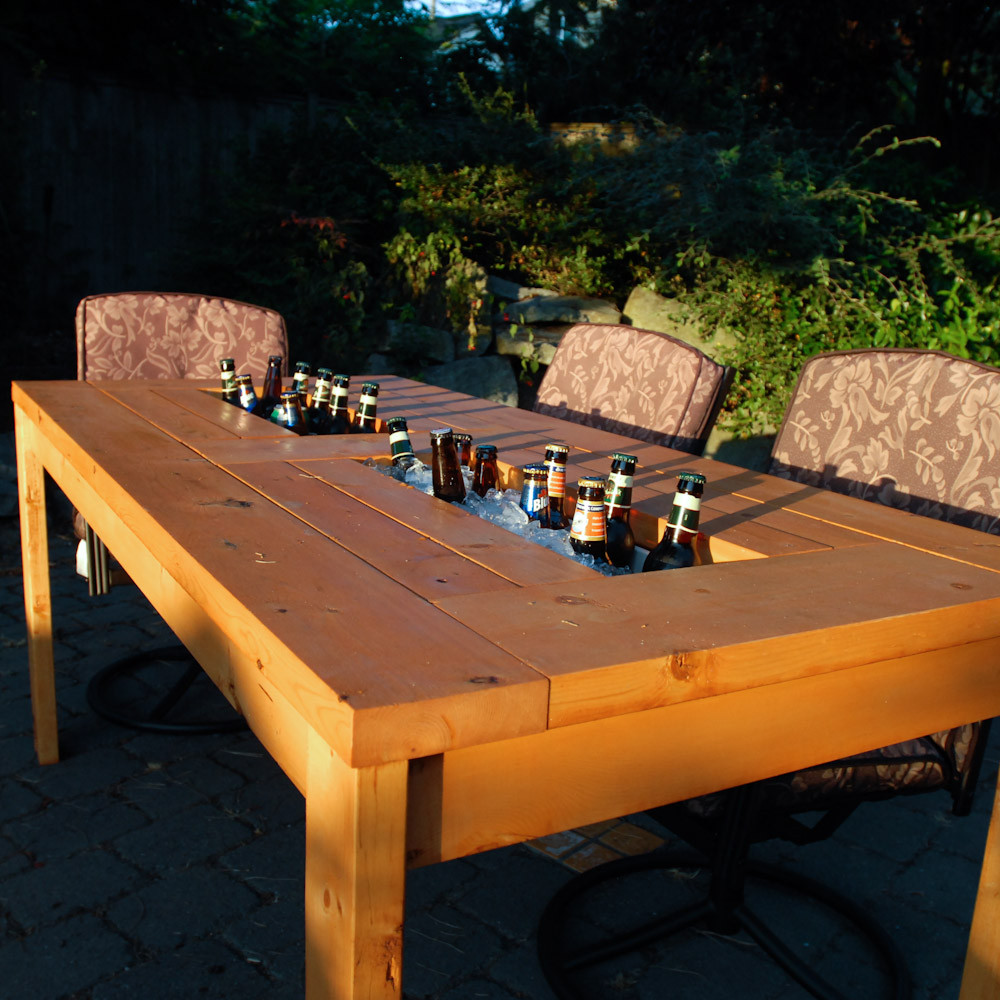 DIY Outdoor Cooler Table
 Wonderful DIY Patio Table with Built in Wine Cooler