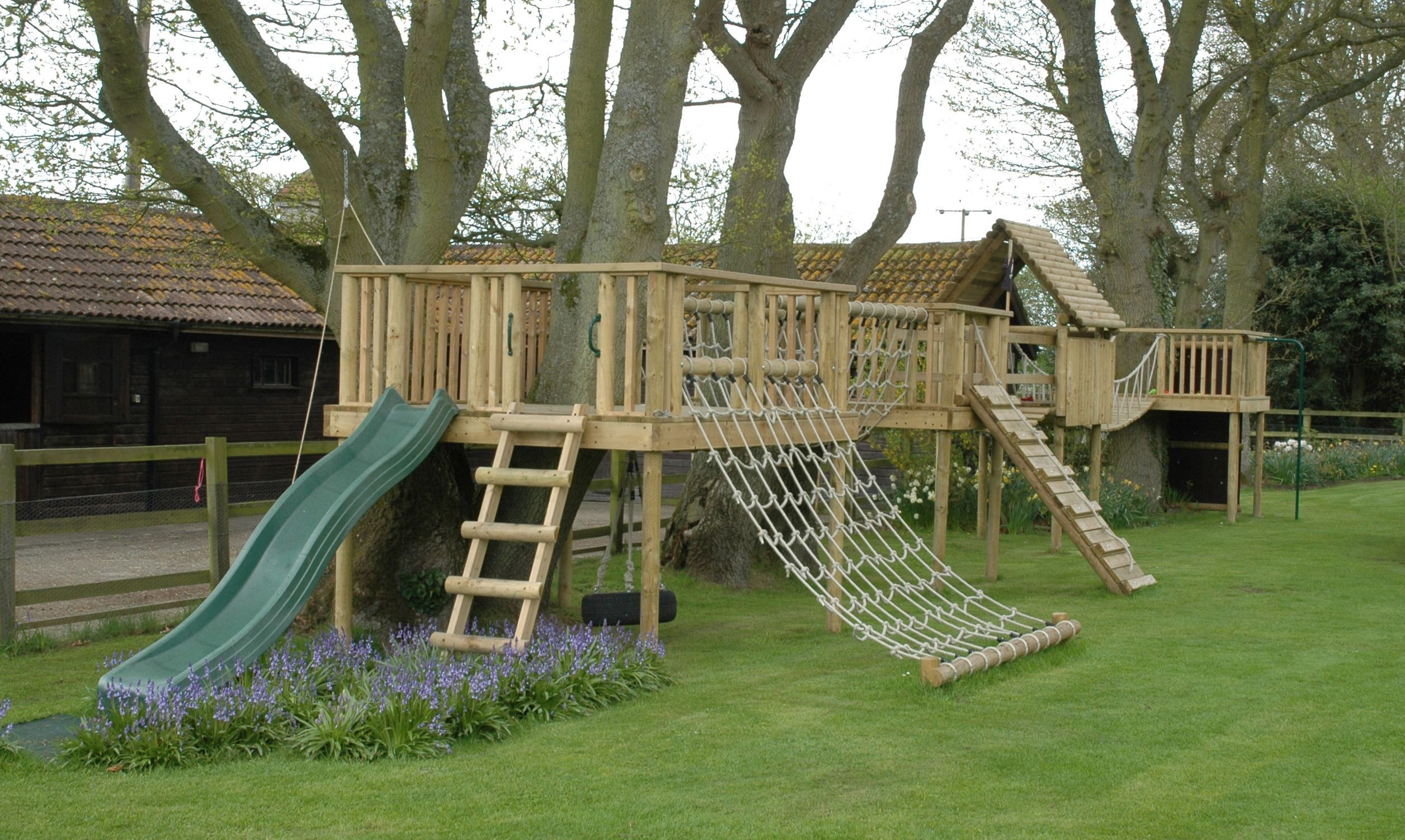 DIY Outdoor Fort
 Outdoor Play with Wooden Climbing Frames