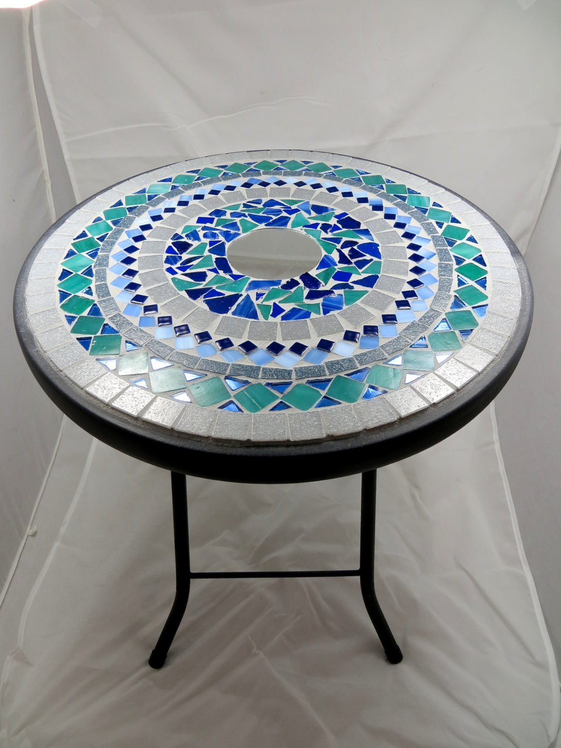 DIY Outdoor Mosaic Table
 Round mosaic side table or plant stand RESERVED FOR WENDY