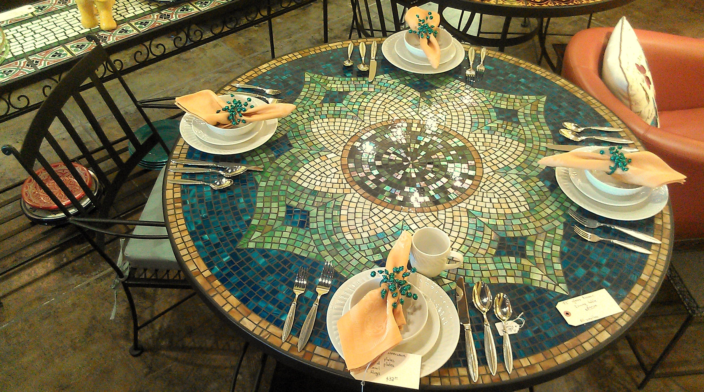 DIY Outdoor Mosaic Table
 42 x 93"
