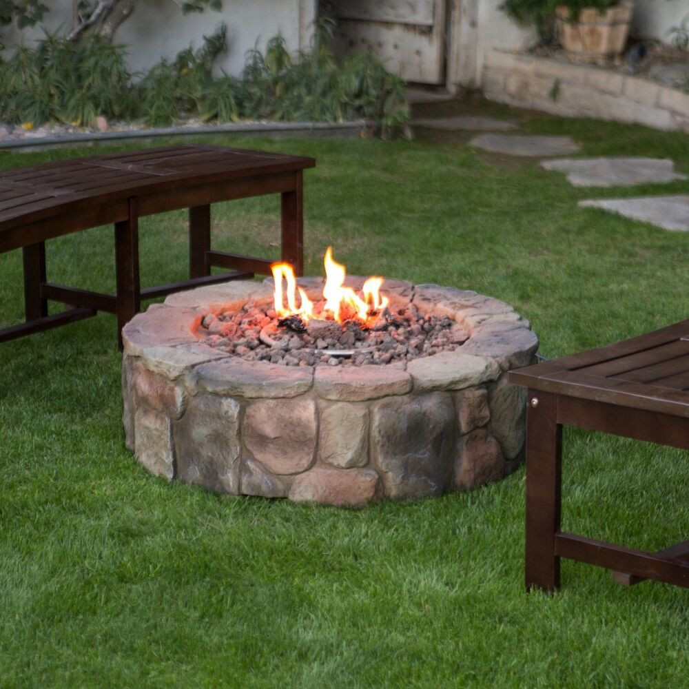 DIY Outdoor Propane Fire Pit
 Outdoor Propane Fire Pit Backyard Patio Deck Stone