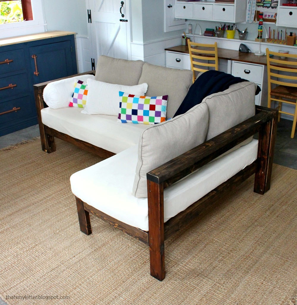 DIY Outdoor Sectional 2X4
 Kids Couch 2x4 DIY Sectional with Crib Mattress Cushions