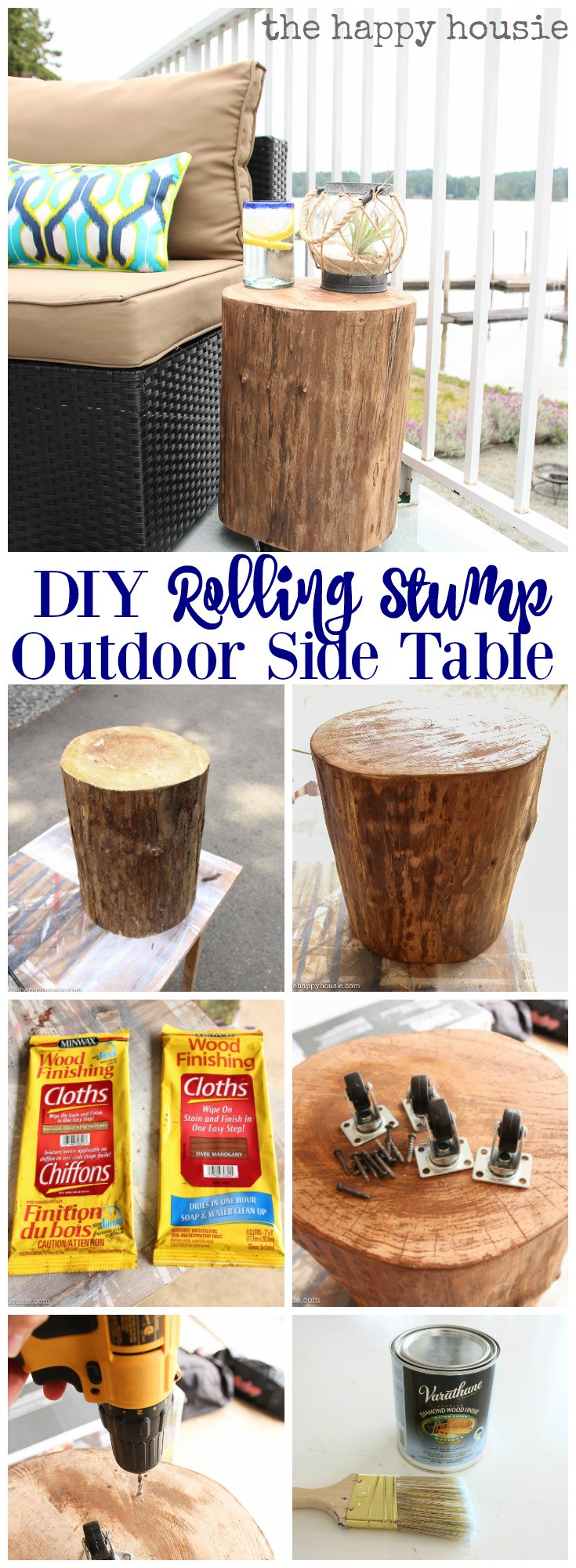 DIY Outdoor Side Table
 DIY Outdoor Rolling Stump Side Table