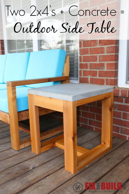 DIY Outdoor Side Tables
 DIY Outdoor Side Table 2x4 and Concrete