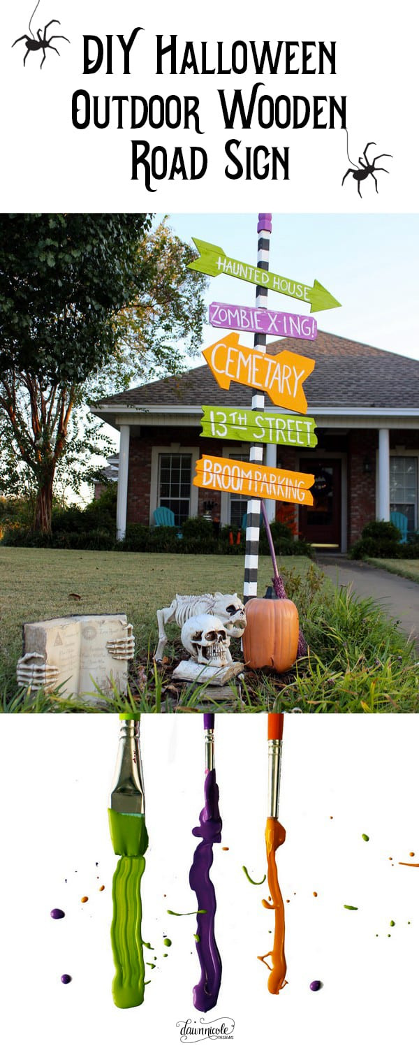 DIY Outdoor Sign
 DIY Halloween Outdoor Wooden Road Sign