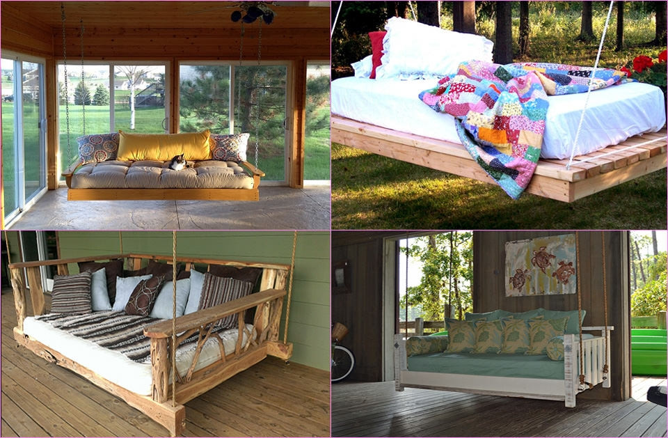 DIY Outdoor Swing Bed
 12 DIY Swing Bed ideas to enjoy floating in mid air HomeCrux