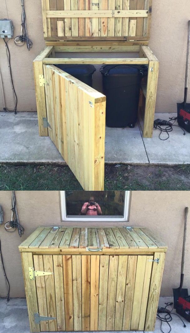DIY Outdoor Trash Bin
 The garbage can shed built over the weekend to stop pesky