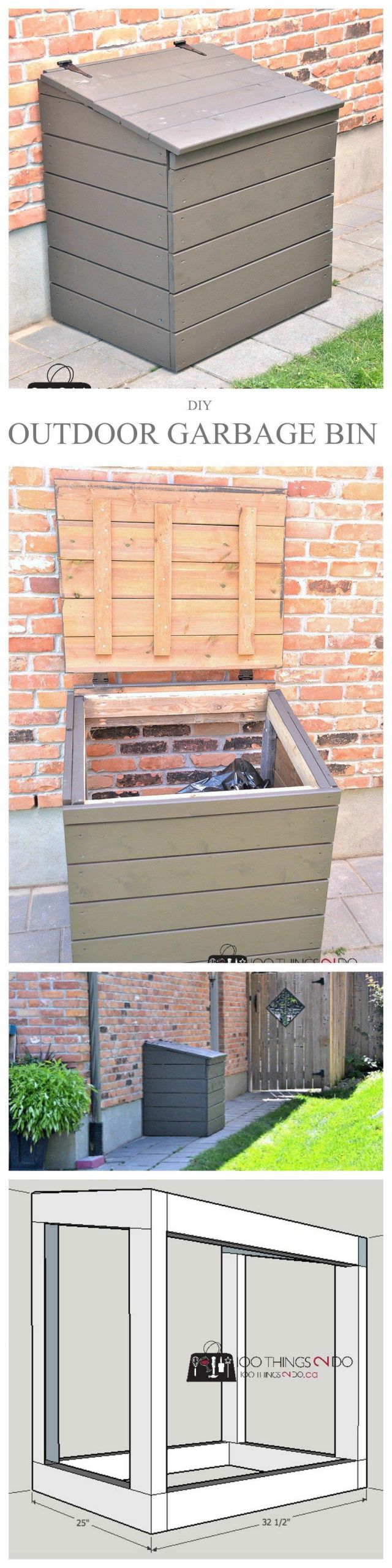 DIY Outdoor Trash Bin
 DIY Outdoor Garbage Bin