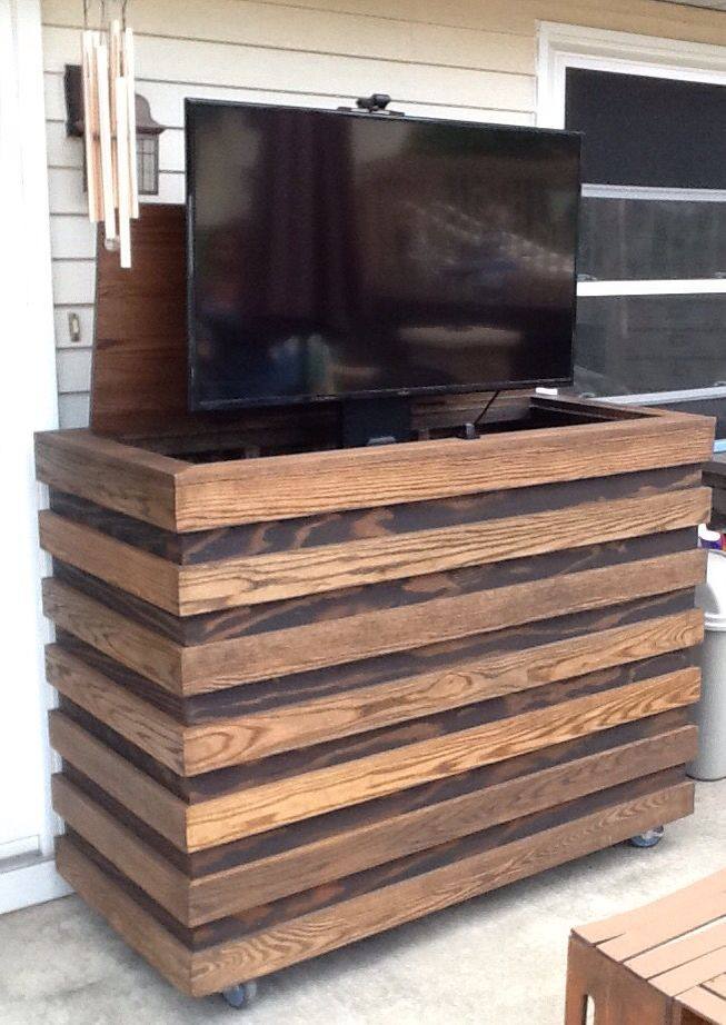 DIY Outdoor Tv Cabinet
 Outdoor TV Homemade custom TV cabinet with remote TV lift