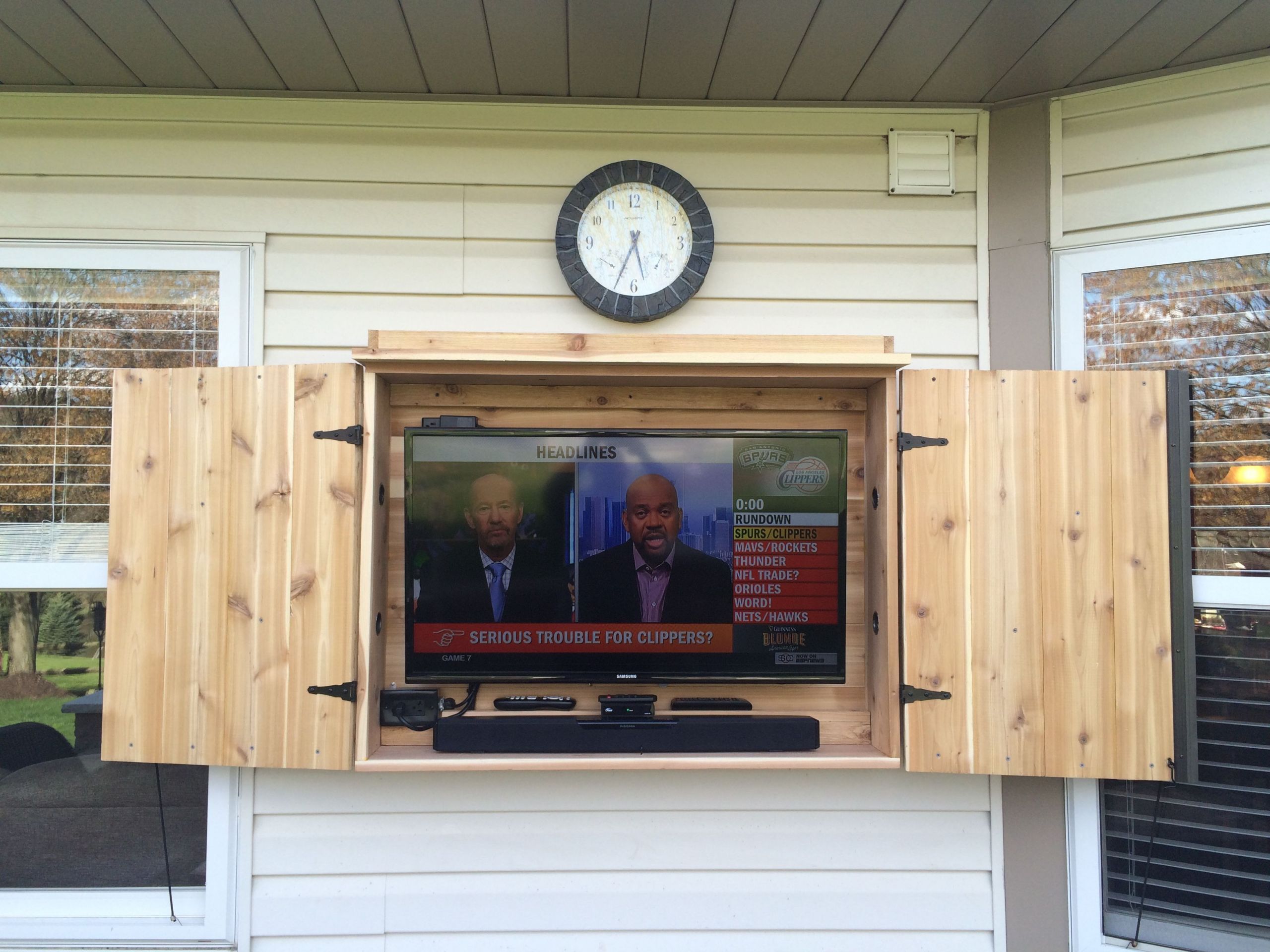DIY Outdoor Tv Cabinet Plans
 Outdoor TV cabinet made of cedar …