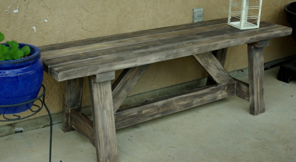 DIY Outdoor Wooden Bench
 Rustic Wooden Stone Garden Benches